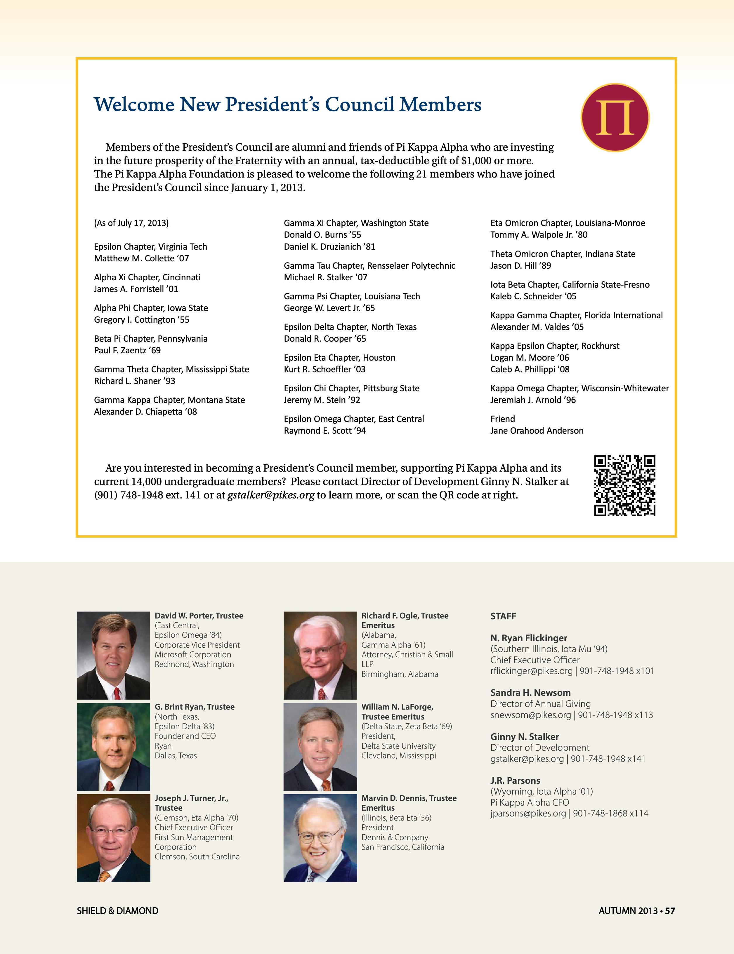 Welcome New President's Council Members